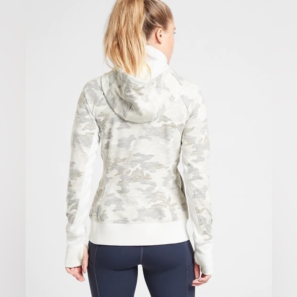 Athleta Triumph Hoodie, size small, grey and white camo, EUC - Picture 4 of 8